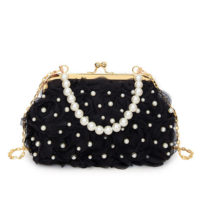 Women's Dinner Flower Clipped Button Shell Bag