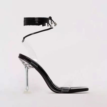 Candy Color Stiletto Sandals With Ankle Straps, Size 43 Women's Shoes
