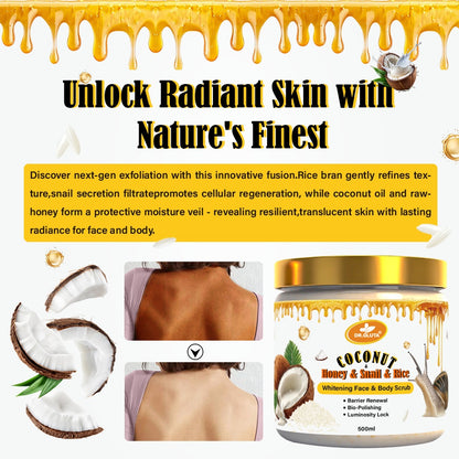 Coconut & Snail & Rice Body Scrub Whitening Skin Care Lightening Face Anti-aging 500ml