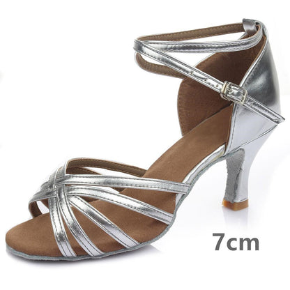 Indoor satin Latin dance shoes