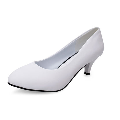 Round Toe Women's Shoes Large Size Thick Heel