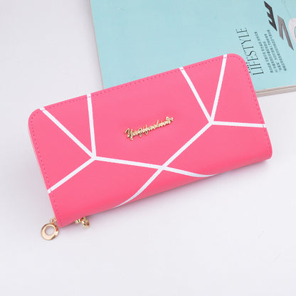New Geometric Pattern Long Purse Ladies Fashion Large Zip Handbag Handbag Handbag