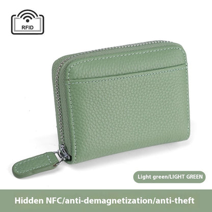 RFID Genuine Leather Card Wallet Men Women Purse With Coin Pocket Zipper Credit Card Holder Small Wallets Bags