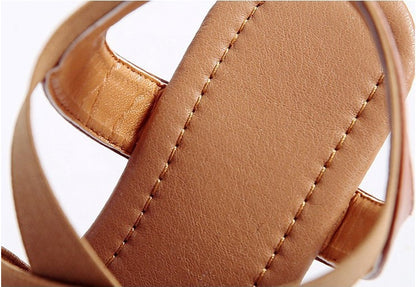 Solid Color Flat Heel Cross Elastic Band Flat Roman Style Sandals