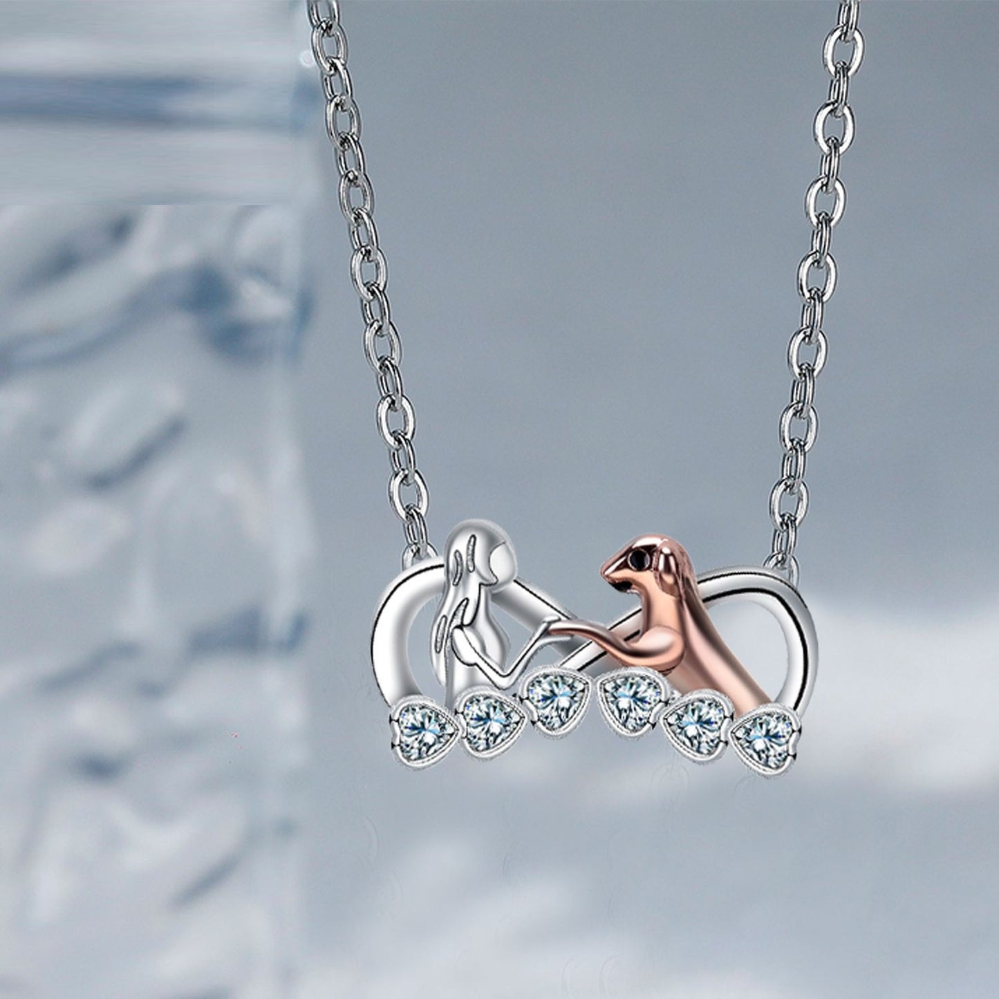Infinite Symbol Fashion Style Jewelry Ornament Gentle Puppy Guardian Pendant Necklace For Women