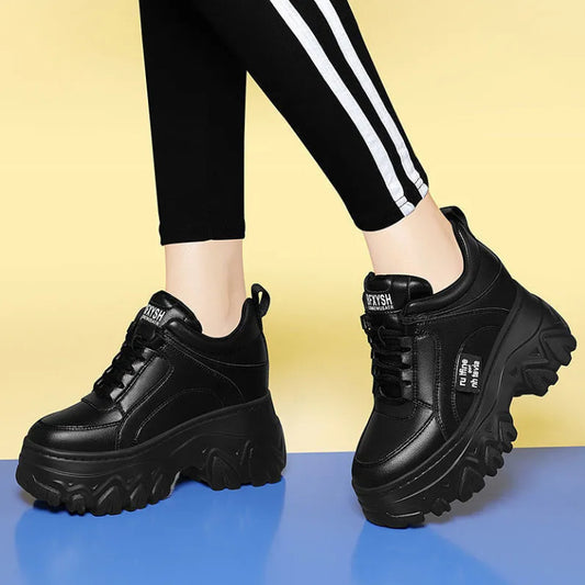 New Soft Leather Inner Heightening Super Fire Thick Sole Dad Shoes