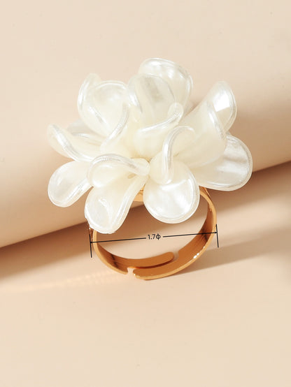 Style Exaggerated Personalized Fashion Elegant French Gentle Camellia Ring