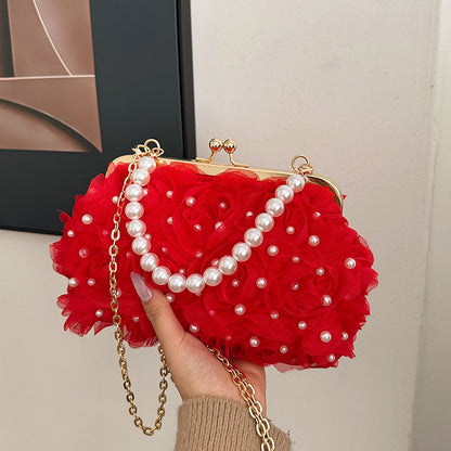 Women's Dinner Flower Clipped Button Shell Bag