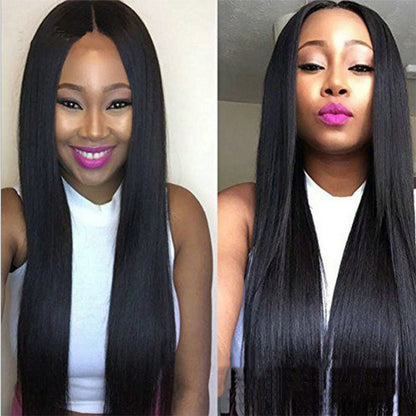 Full Headgear Style Split Black Long Straight Fashion Wig