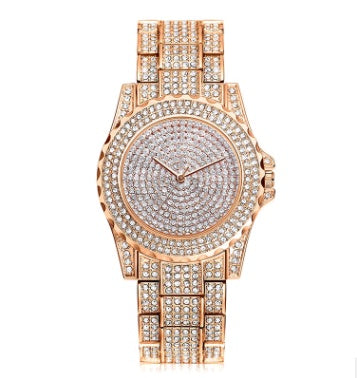 Fashion Bling Casual Ladies Female Quartz Gold Watch Crystal Diamond