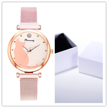 Women's cat watch bracelet set