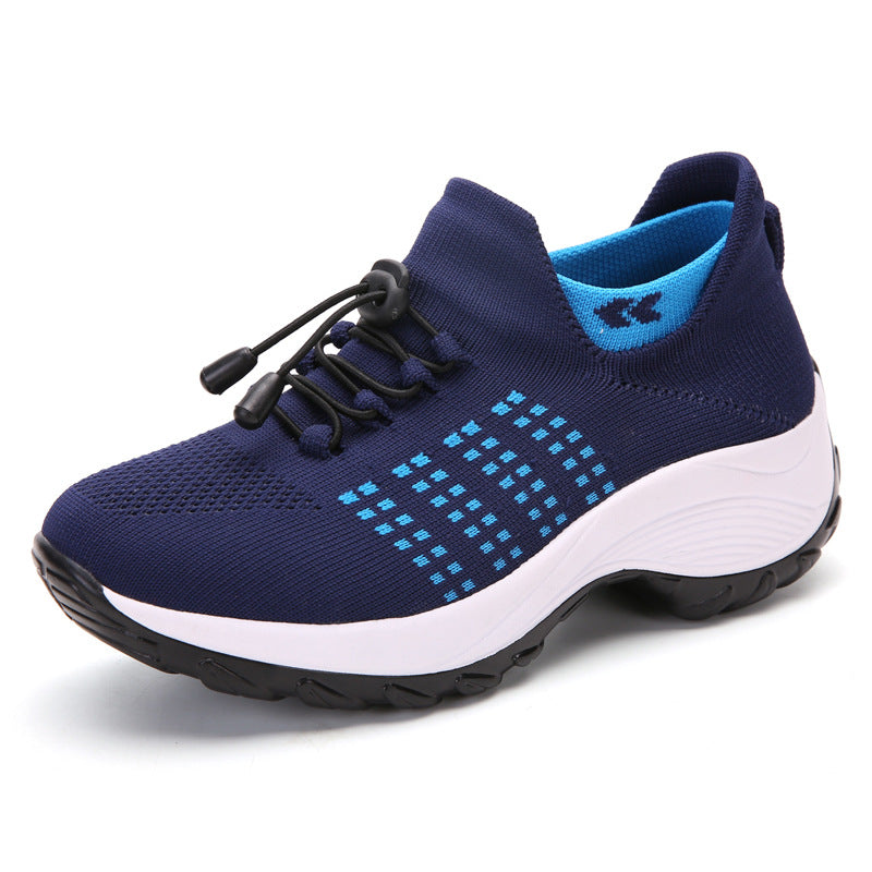 Large Size Women's Shoes High Elastic Flying Woven Breathable Sports Women's Socks Shoes