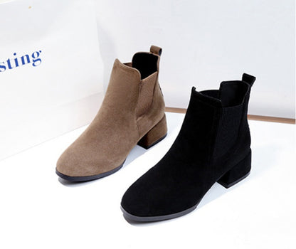 Rough heeled boots
