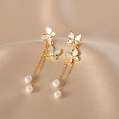 New Trendy Exquisite Sweet Butterfly Long Tassel Earrings