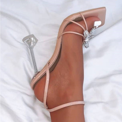 Europe And The United States Rhinestone Wine Glass With Large Size Ladies High Heeled Sandals Female