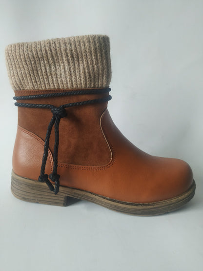 Side zip block heel warm Martin boots