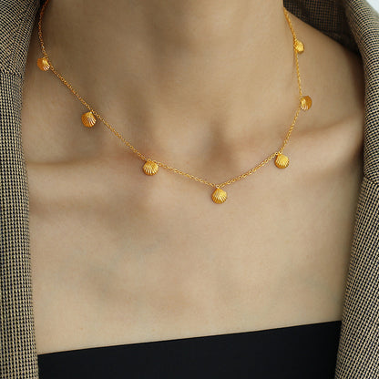 Light Luxury Small Shell Pendant Necklace Gentle Elegant All-match Non-fading