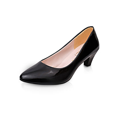 Round Toe Women's Shoes Large Size Thick Heel