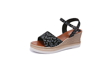 Wedge Leopard Print Large Size Shoes