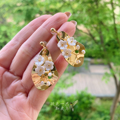 Vintage Hand-woven Super Fairy Flowers French Gentle Earring Clip Girl