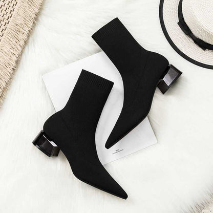 Thin Skinny Women's High Heeled Pointed Ankle Boots