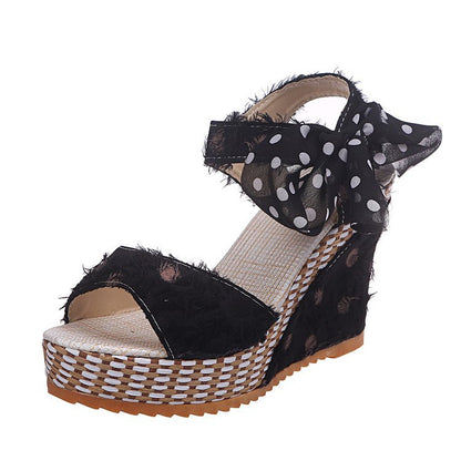 Lace fish mouth high heel sandals