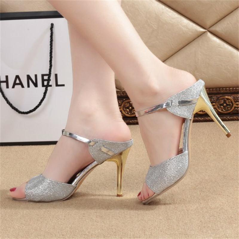 Korean version of the summer fashion word with fish mouth sandals Korean version of the nightclub toe ladies stiletto heels
