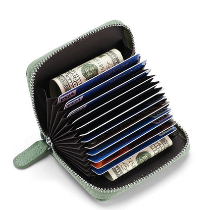 RFID Genuine Leather Card Wallet Men Women Purse With Coin Pocket Zipper Credit Card Holder Small Wallets Bags