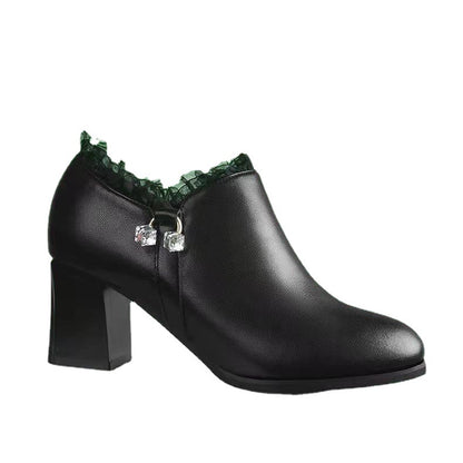 Middle Aged Women's Soft Sole Chunky Heel Bow Mid Heel