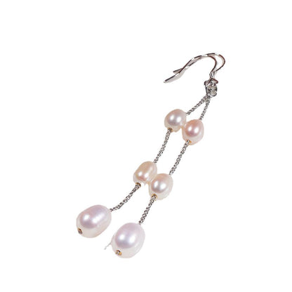 Gradient Pearl Ear String Special-interest Design Long Temperament Earrings Gentle Beautiful