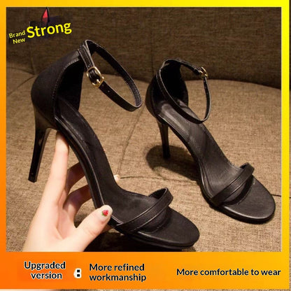 Summers New Black Stiletto Heels With A Strappy Designsleek Sexy And Perfect For The Season
