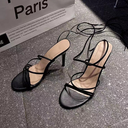 High Heel Sandals Women's Round Toe Strap Stiletto Heel
