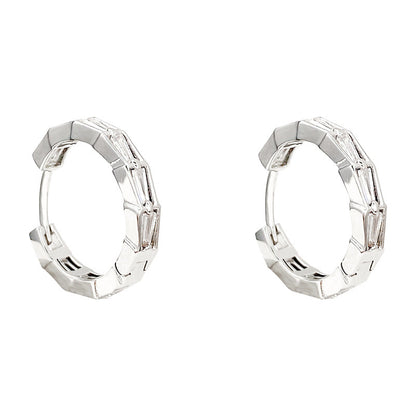 Sterling Silver Needle Simple Zircon Eardrop Earring