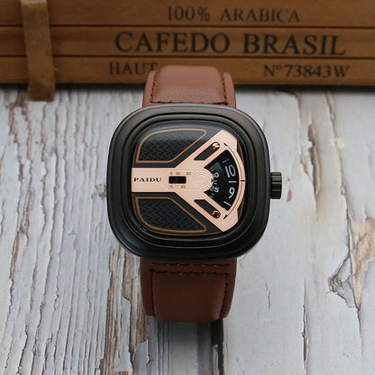 Men's Fashion Watch All Match Leather Belt Quartz Watch