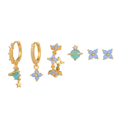 Korean Style Elegant Six Pieces Ornament Cute Sweet Girly Temperamental Gentle Exquisite Earrings