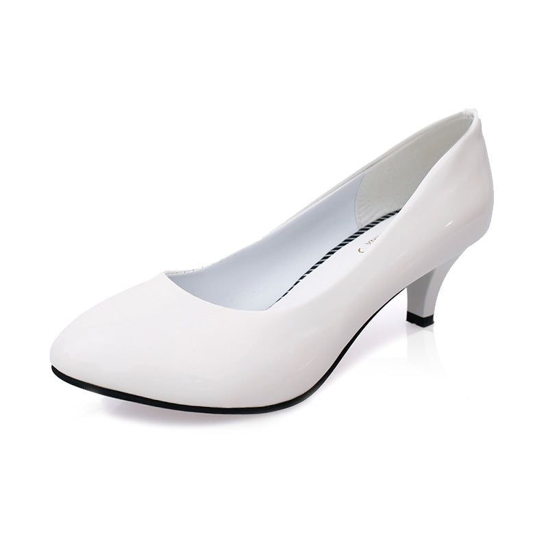 Round Toe Women's Shoes Large Size Thick Heel