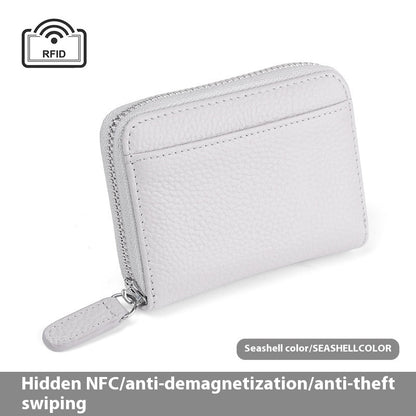 RFID Genuine Leather Card Wallet Men Women Purse With Coin Pocket Zipper Credit Card Holder Small Wallets Bags