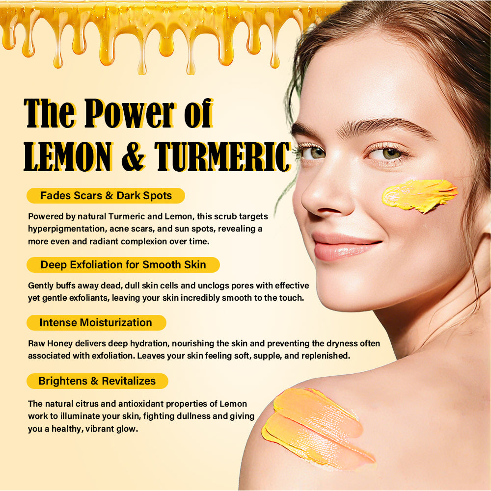Lemon & Honey Turmeric Body Scrub Lightening Face & Body Whitening Skin Care 500ml