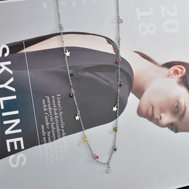 Love Star Exquisite Zircon Gentle Wind Temperament Simple Clavicle Chain