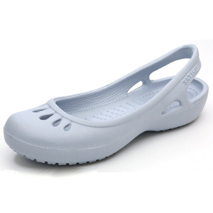 Summer Sandals Women's Flat Heel Hole Shoes Lightweight Non-slip
