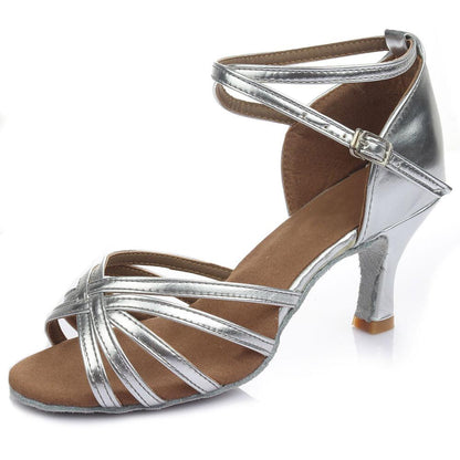 Indoor satin Latin dance shoes