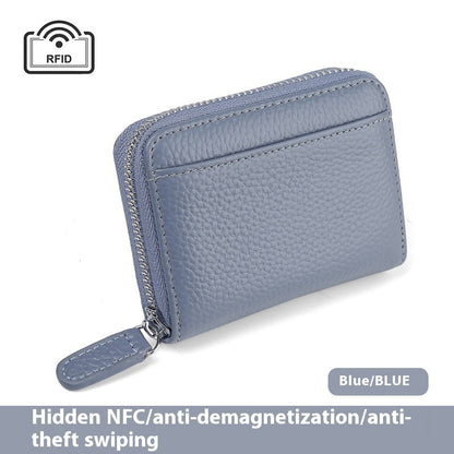 RFID Genuine Leather Card Wallet Men Women Purse With Coin Pocket Zipper Credit Card Holder Small Wallets Bags