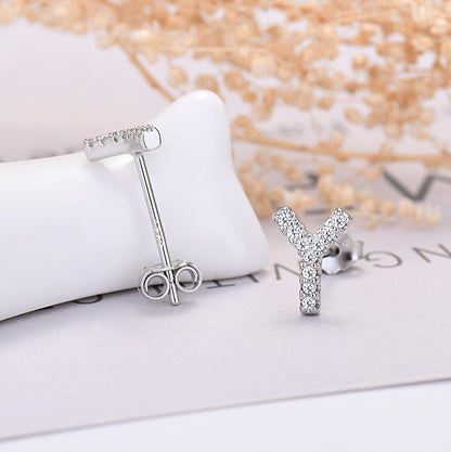26-letter Zircon Earrings  Uppercase Letters