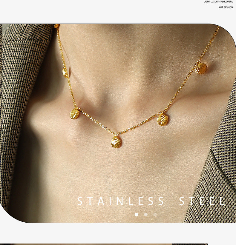 Light Luxury Small Shell Pendant Necklace Gentle Elegant All-match Non-fading