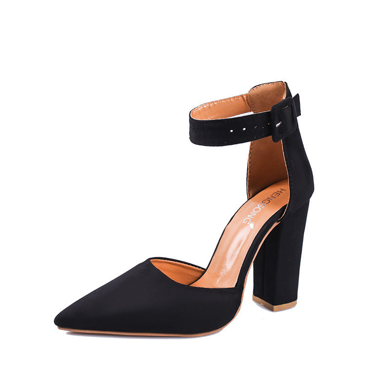 High heel sandals pointed toe buckle hollow sandals