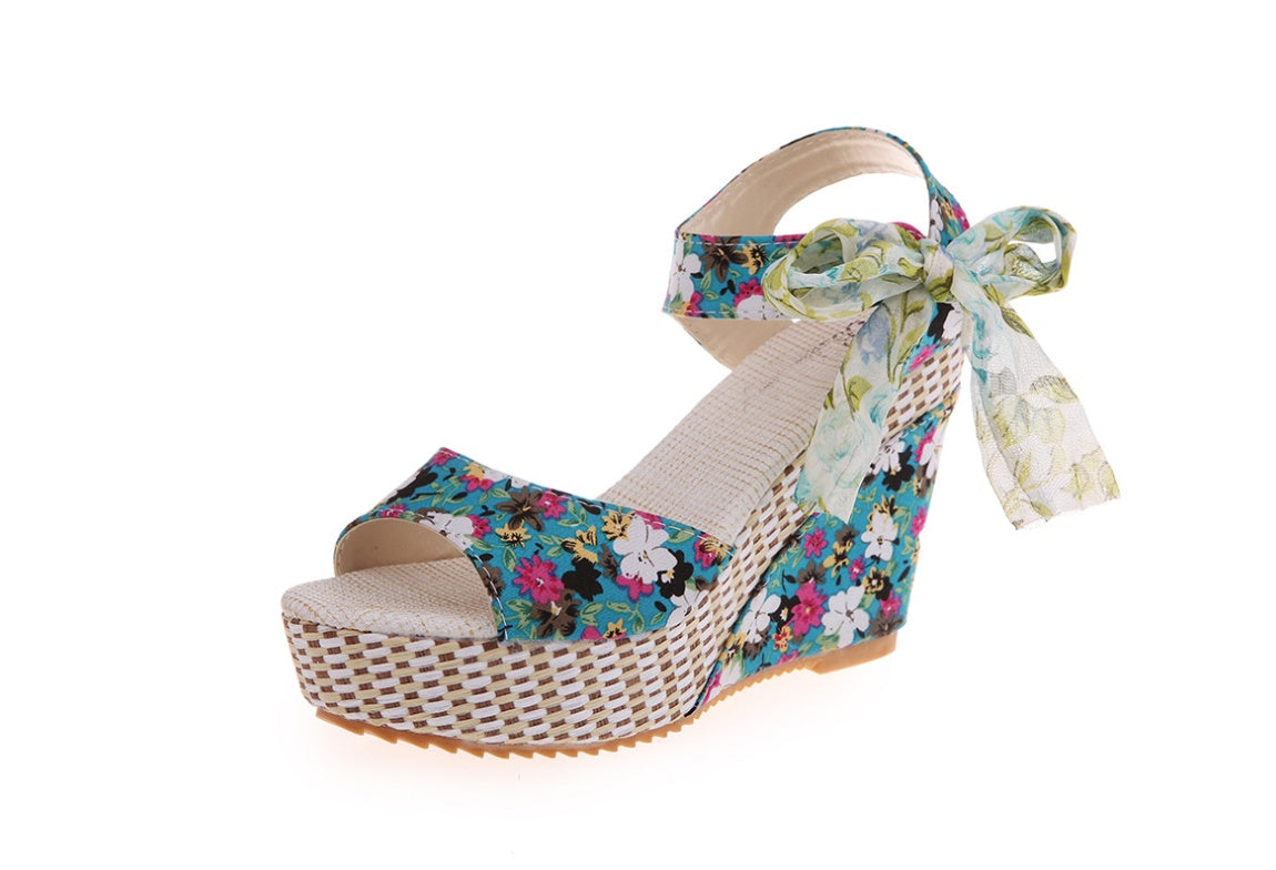 Manufacturers selling spring and summer new explosion network bookeen sexy mouth shoes wedge sandals black women's sandals