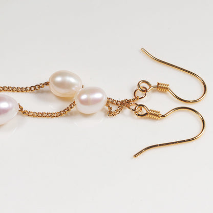 Gradient Pearl Ear String Special-interest Design Long Temperament Earrings Gentle Beautiful