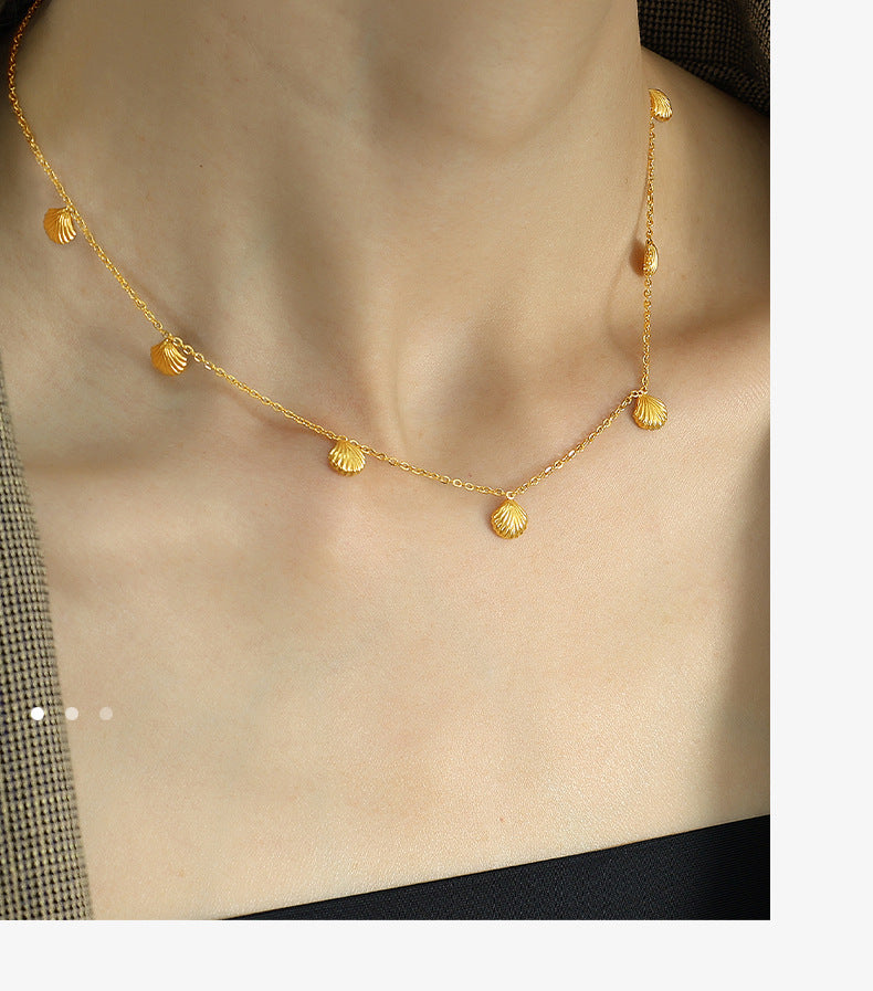 Light Luxury Small Shell Pendant Necklace Gentle Elegant All-match Non-fading