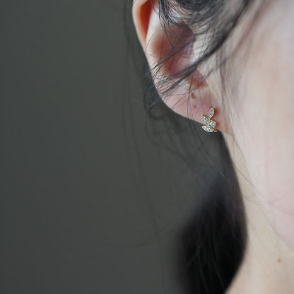 Leaf Earrings S925 Sterling Silver Gold Plated Ear Clip Fashionable All-match Elegant Gentle Design