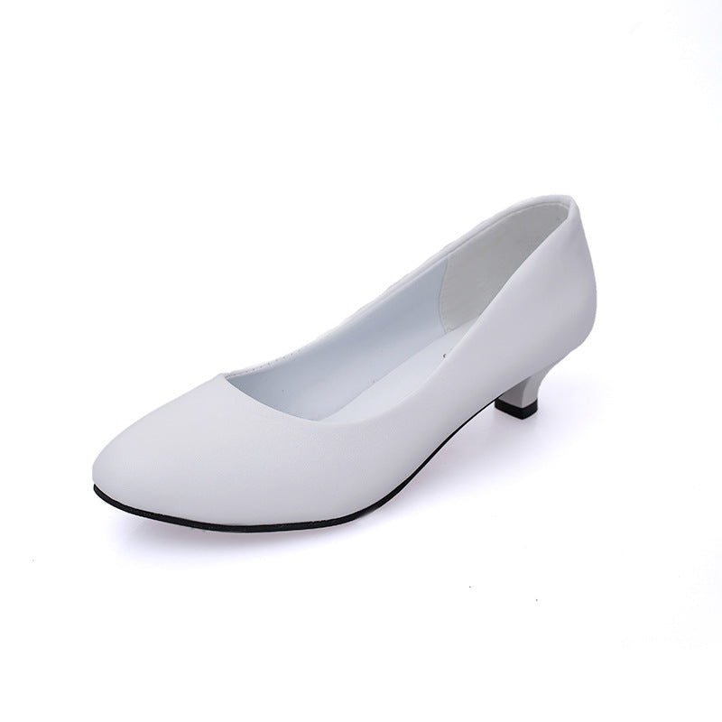 Round Toe Women's Shoes Large Size Thick Heel